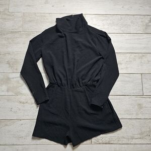 Bishop+Young Black Mock Neck Longsleeve Playsuit Romper Medium